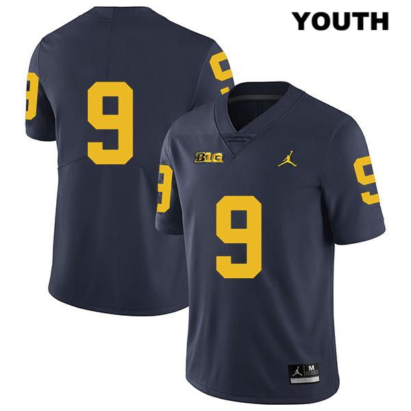 Youth NCAA Michigan Wolverines Andy Maddox #9 No Name Navy Jordan Brand Authentic Stitched Legend Football College Jersey SB25Z74LG